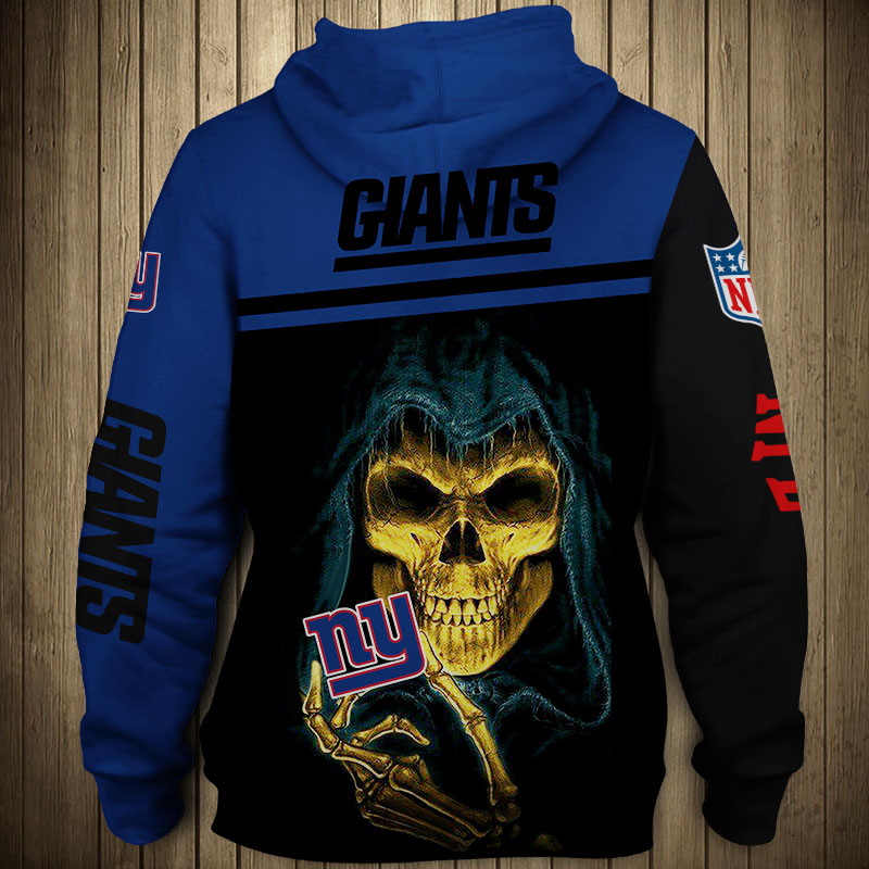 New York Giants 3D Skull Zip Hoodie Pullover Sweatshirt for fans