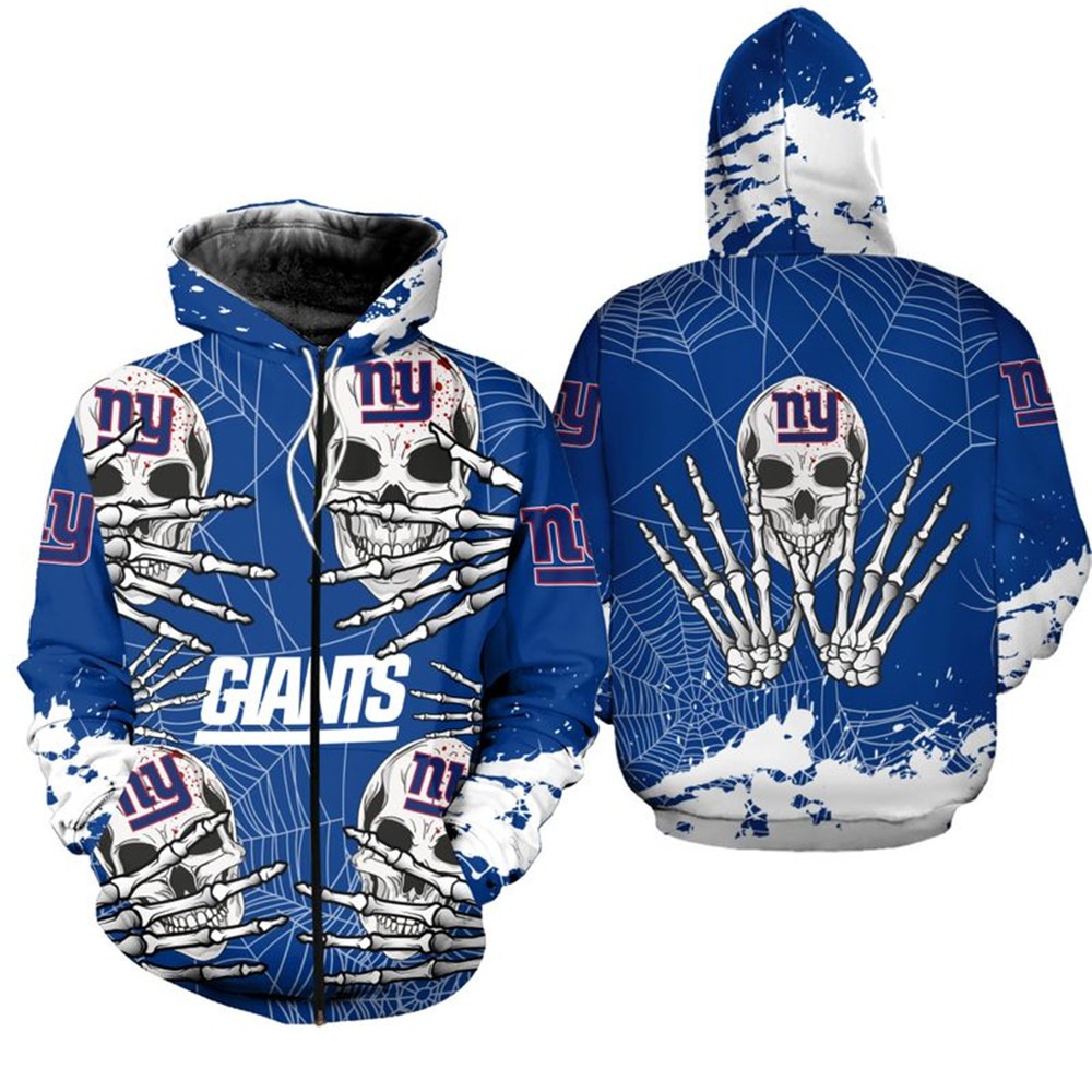New York Giants Hoodie skull for Halloween graphic