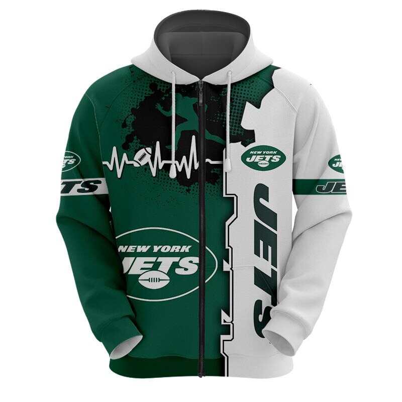 New York Jets Hoodie graphic heart ECG line