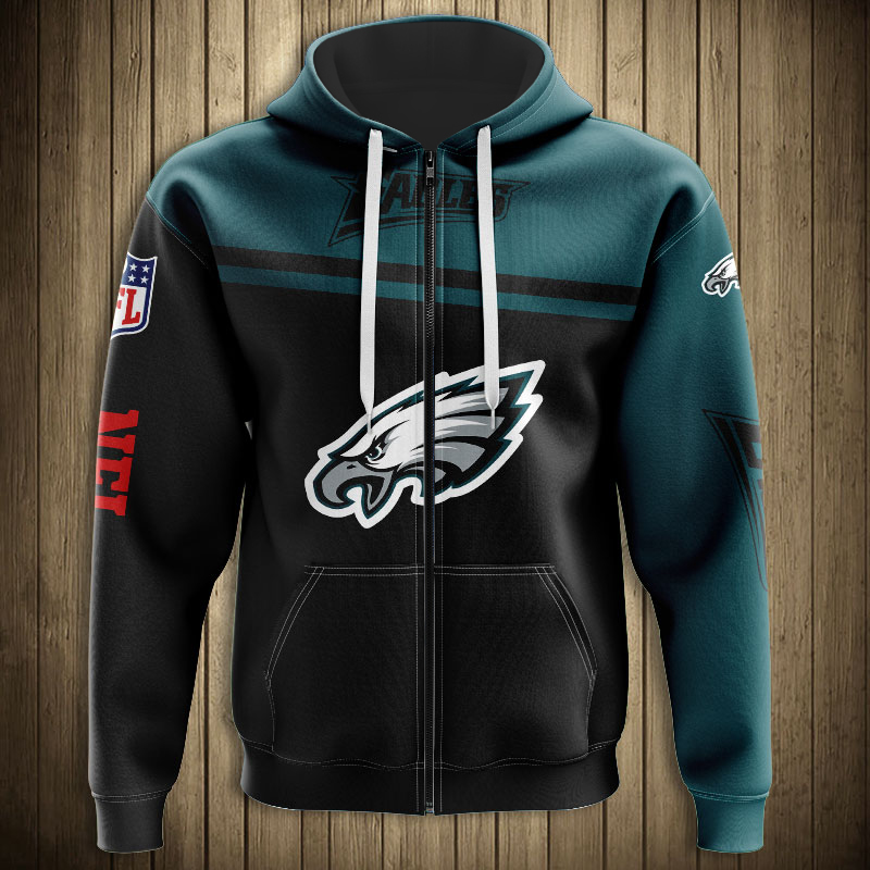 Philadelphia Eagles 3D Skull Zip Hoodie Pullover Sweatshirt for fans