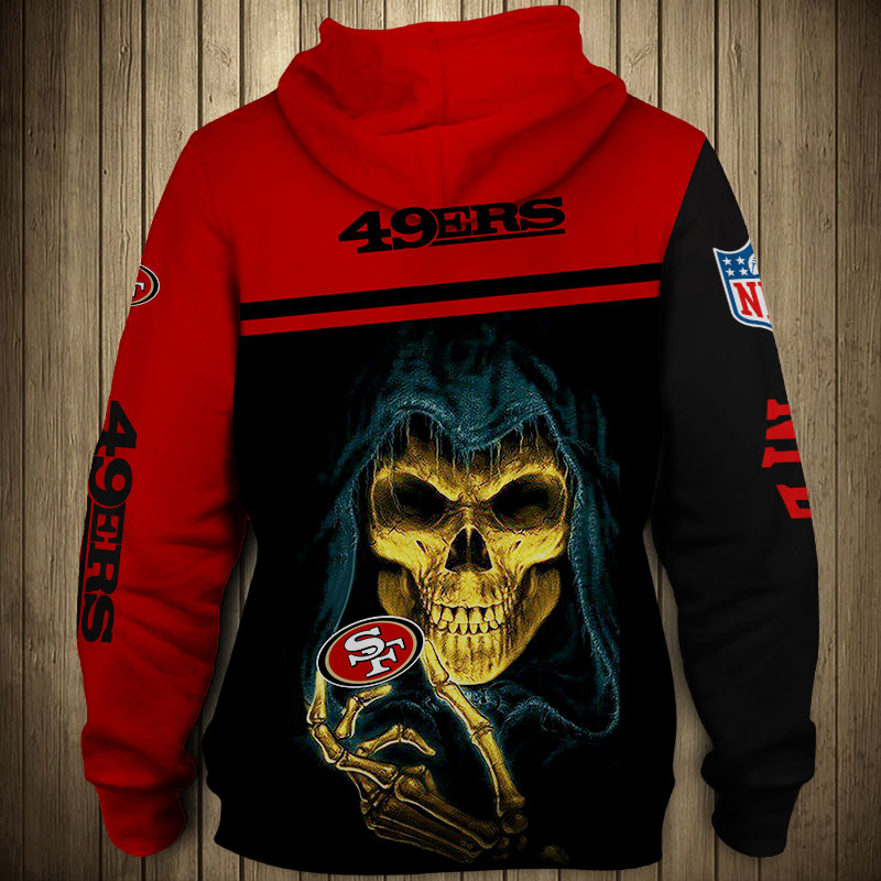 San Francisco 49ers 3D Skull Zip Hoodie Pullover Sweatshirt for fans