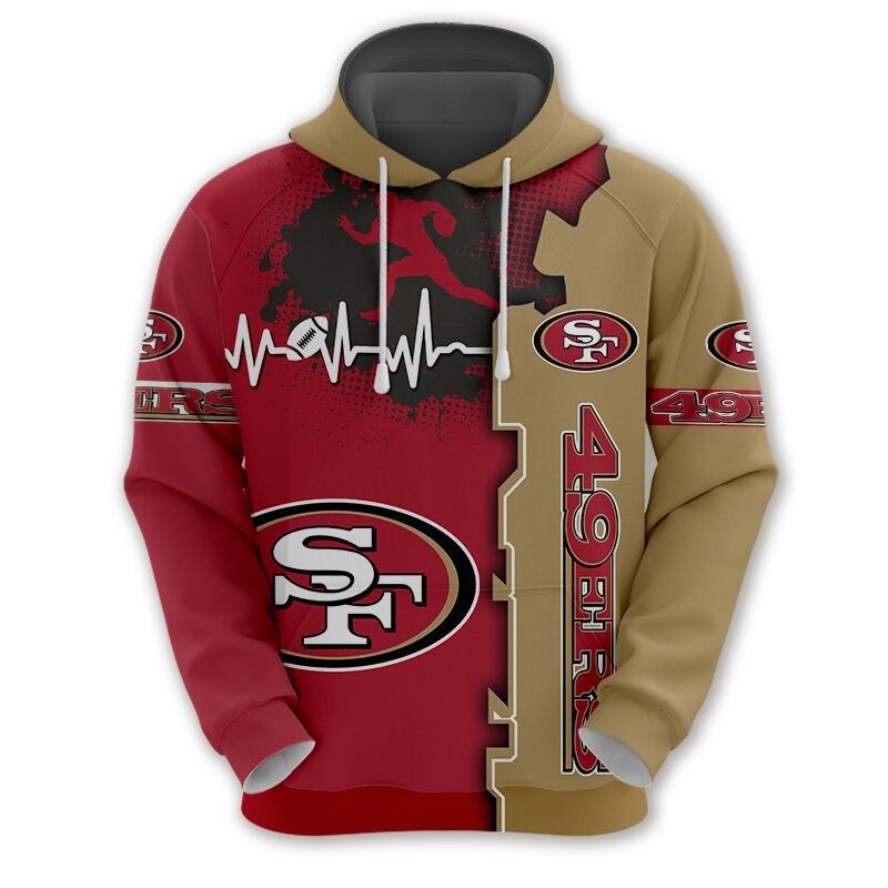 San Francisco 49ers Hoodie graphic heart ECG line
