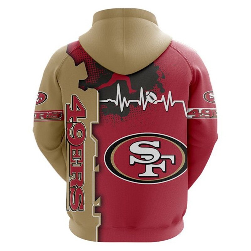 San Francisco 49ers Hoodie graphic heart ECG line