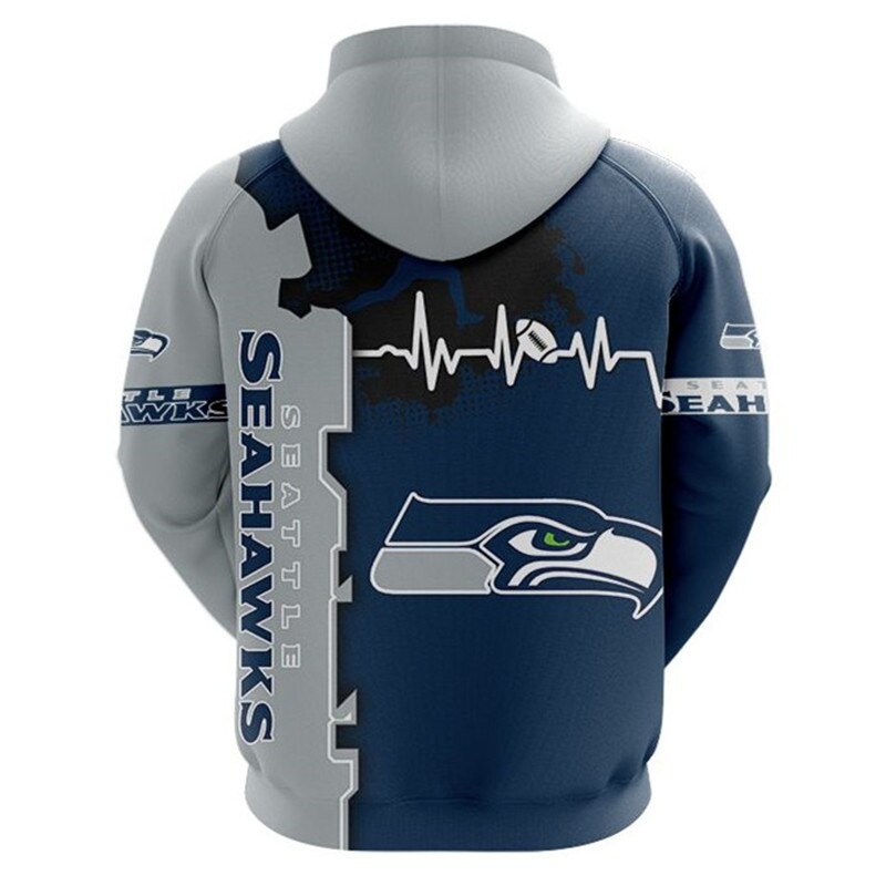 Seattle Seahawks Hoodie graphic heart ECG line