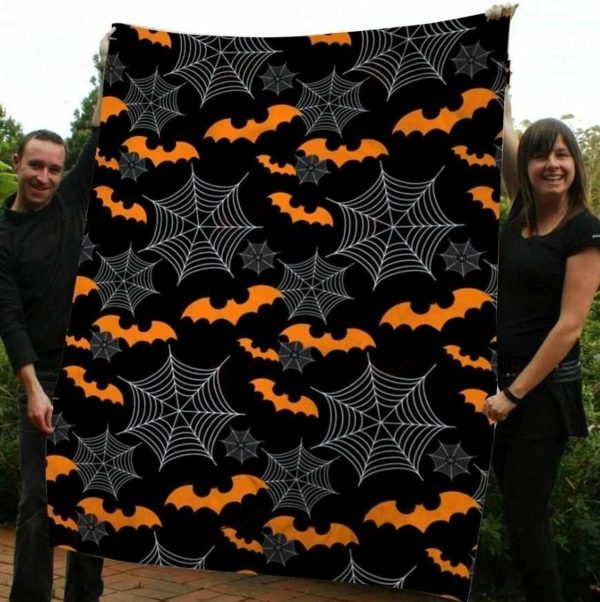 Spiderweb Bat Halloween Blanket