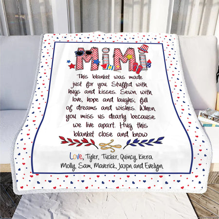 godmerch - Patriotic Doodle 4th Of July Mimi And Grandkid Grandma Blanket With Grandkids