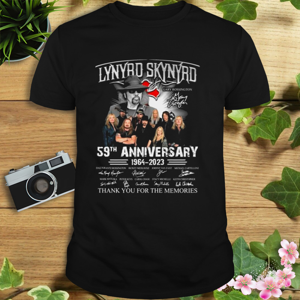 Lynyrd Skynyrd Gary Rossington 59th Anniversary 1964 – 2023 Thank You For The Memories Signatures Shirt