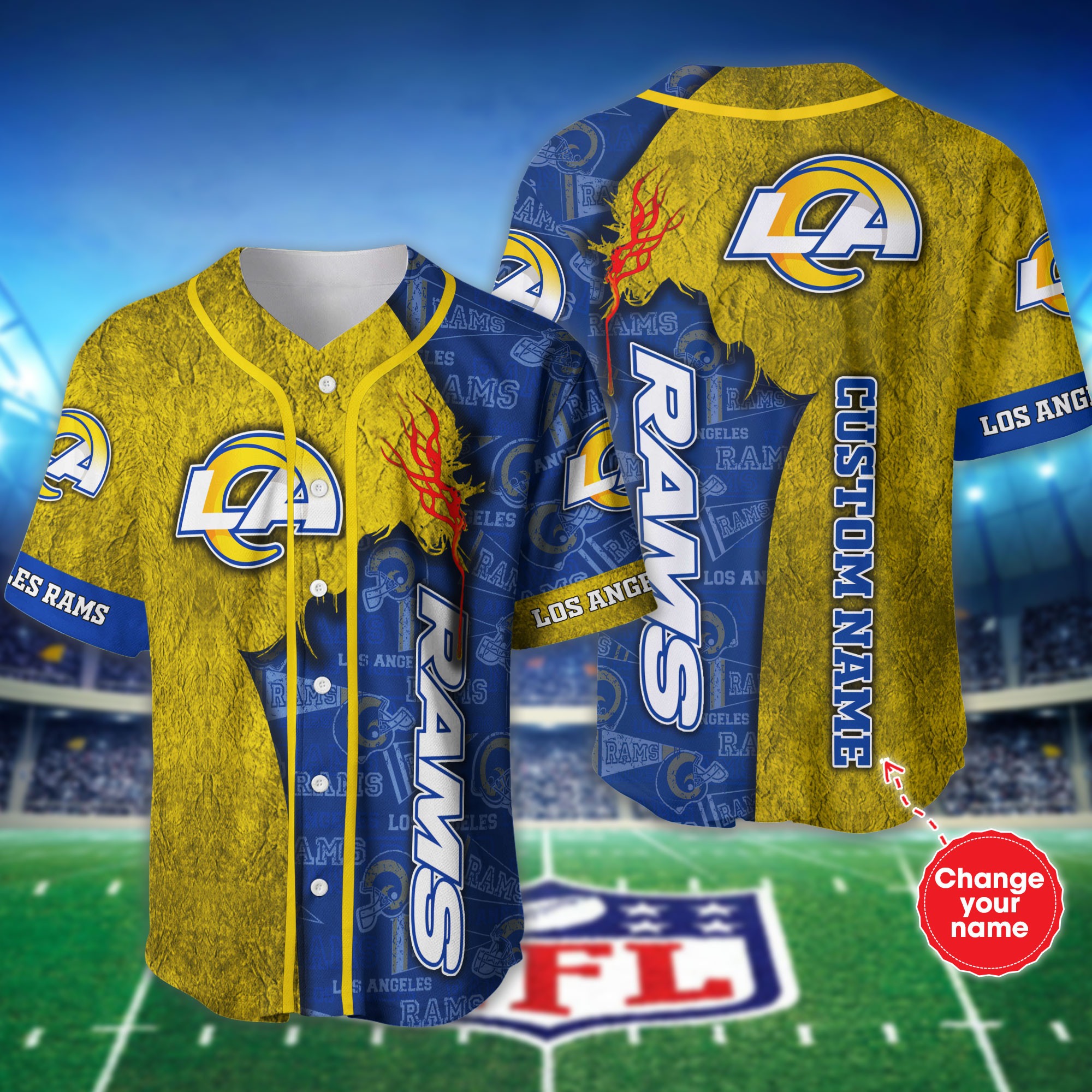 NFL Personalized Los Angeles Rams Baseball Jersey shirt for fans