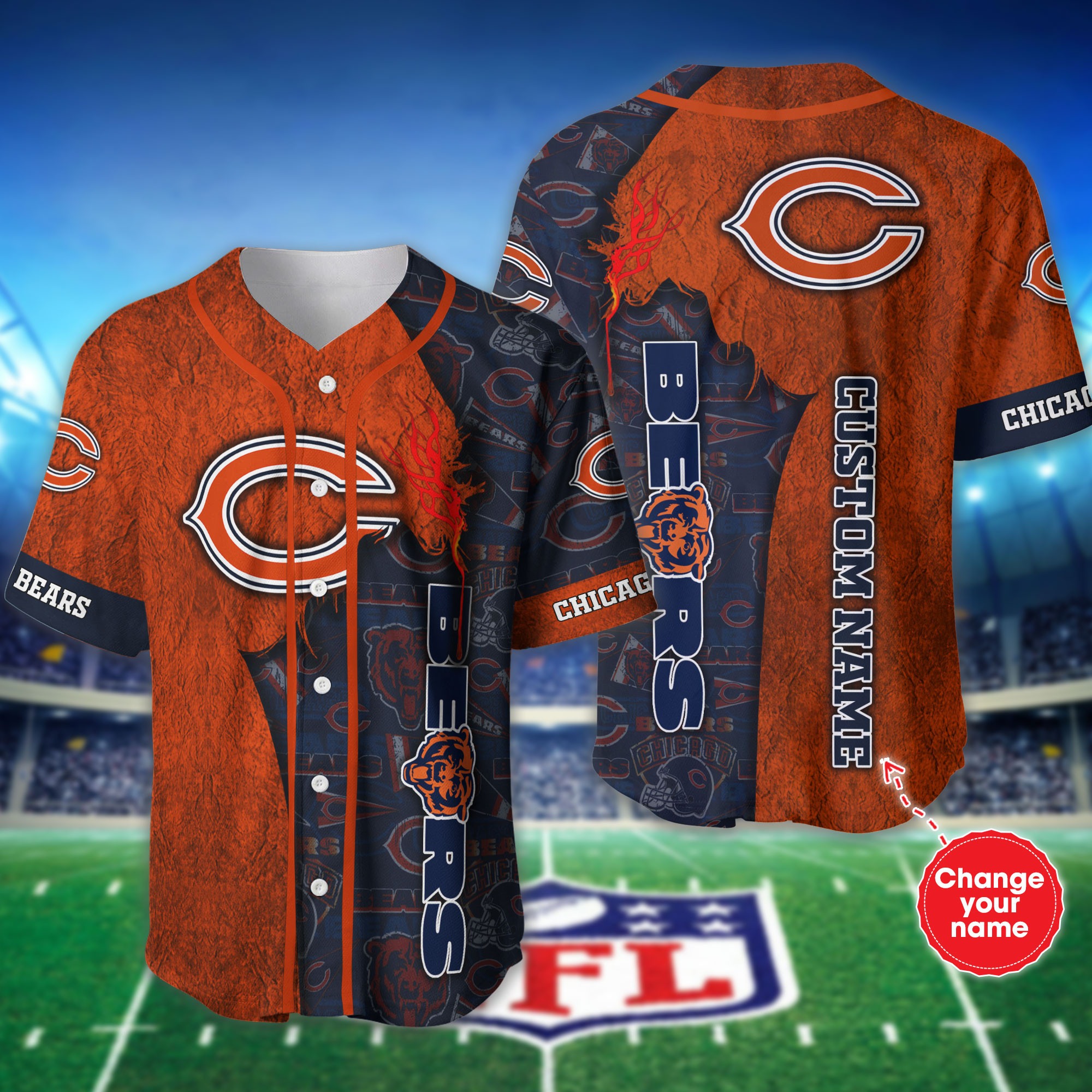 Personalized Chicago Bears Baseball jersey shirt for fans