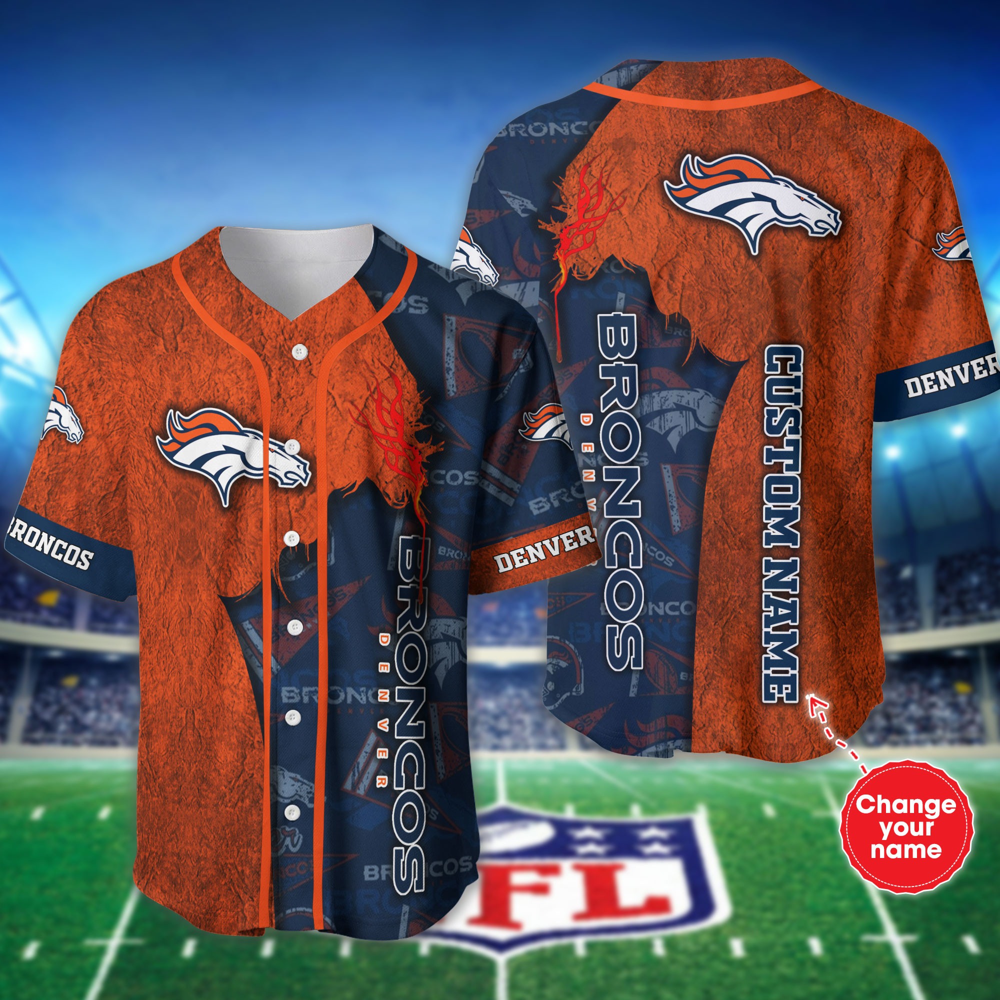 Personalized Denver Broncos Baseball Jersey shirt for fans