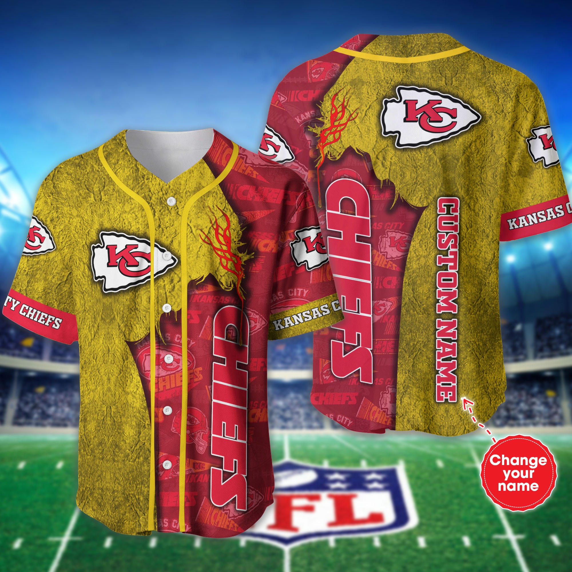 Personalized Kansas City Chiefs Baseball jersey shirt for fans