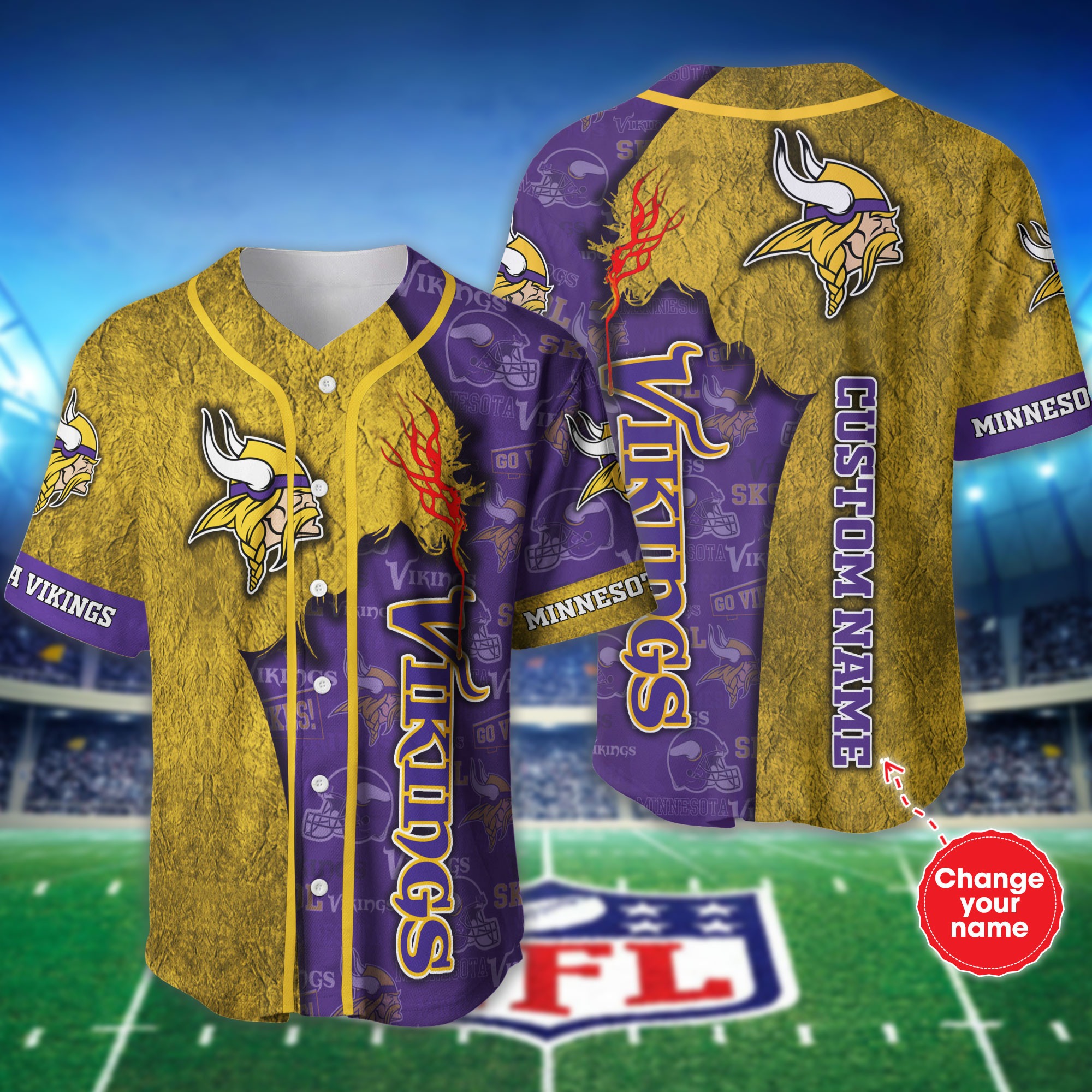 Personalized Minnesota Vikings Baseball Jersey shirt for fans
