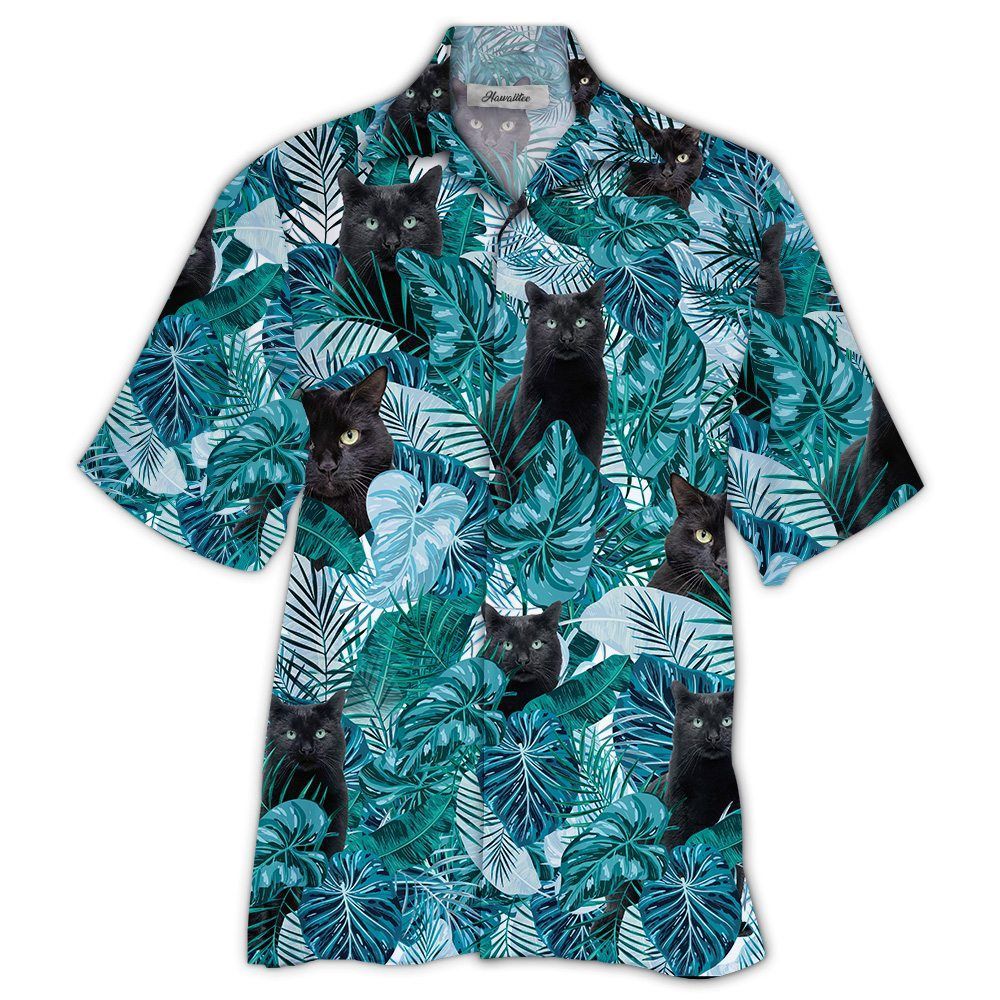 Black Cats Blue High Quality Unisex Hawaiian Shirt