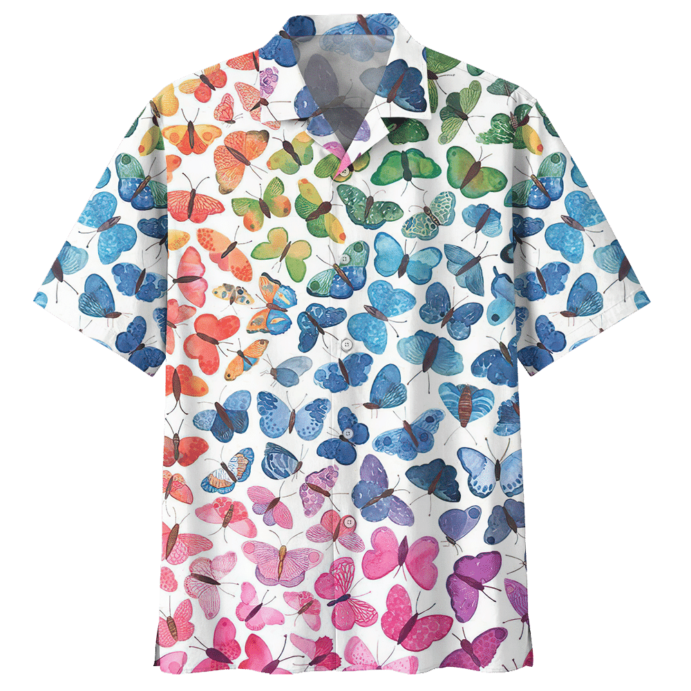 Butterfly White Awesome Unisex Hawaiian Shirt