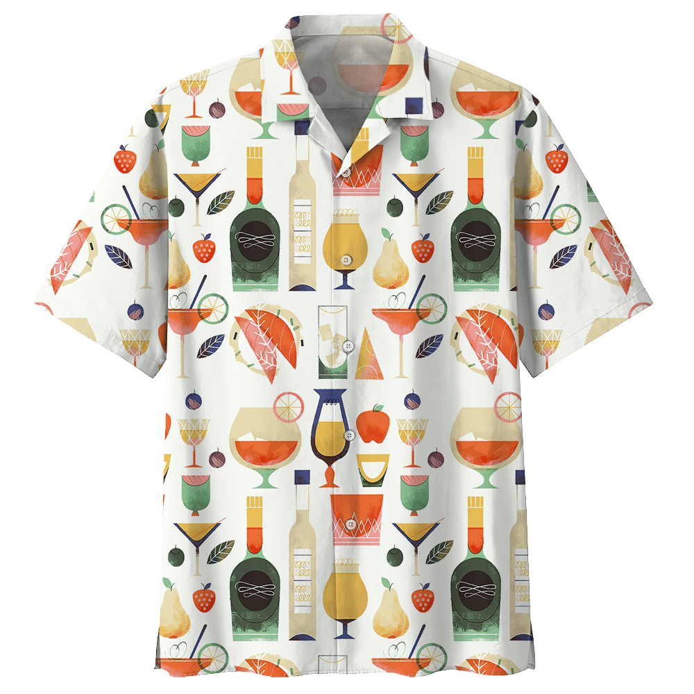 Cocktail White High Quality Unisex Hawaiian Shirt