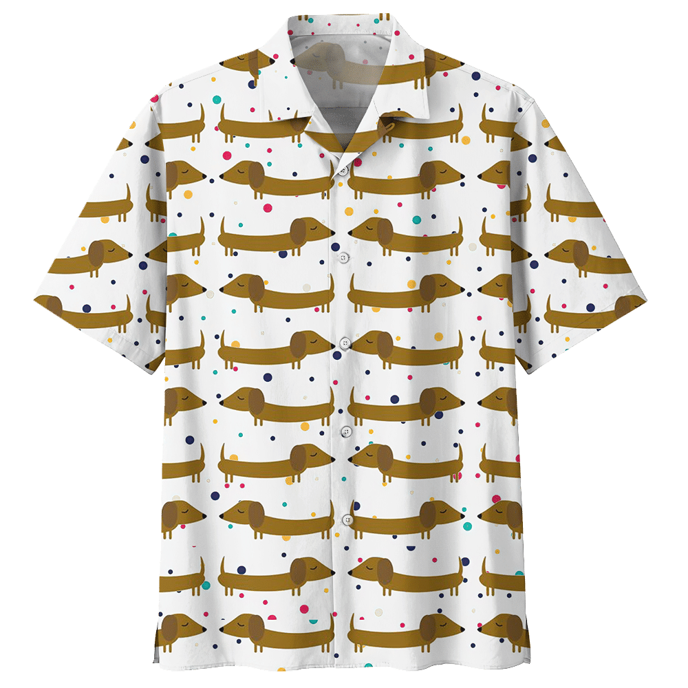 Dachshund White Unique Unisex Hawaiian Shirt
