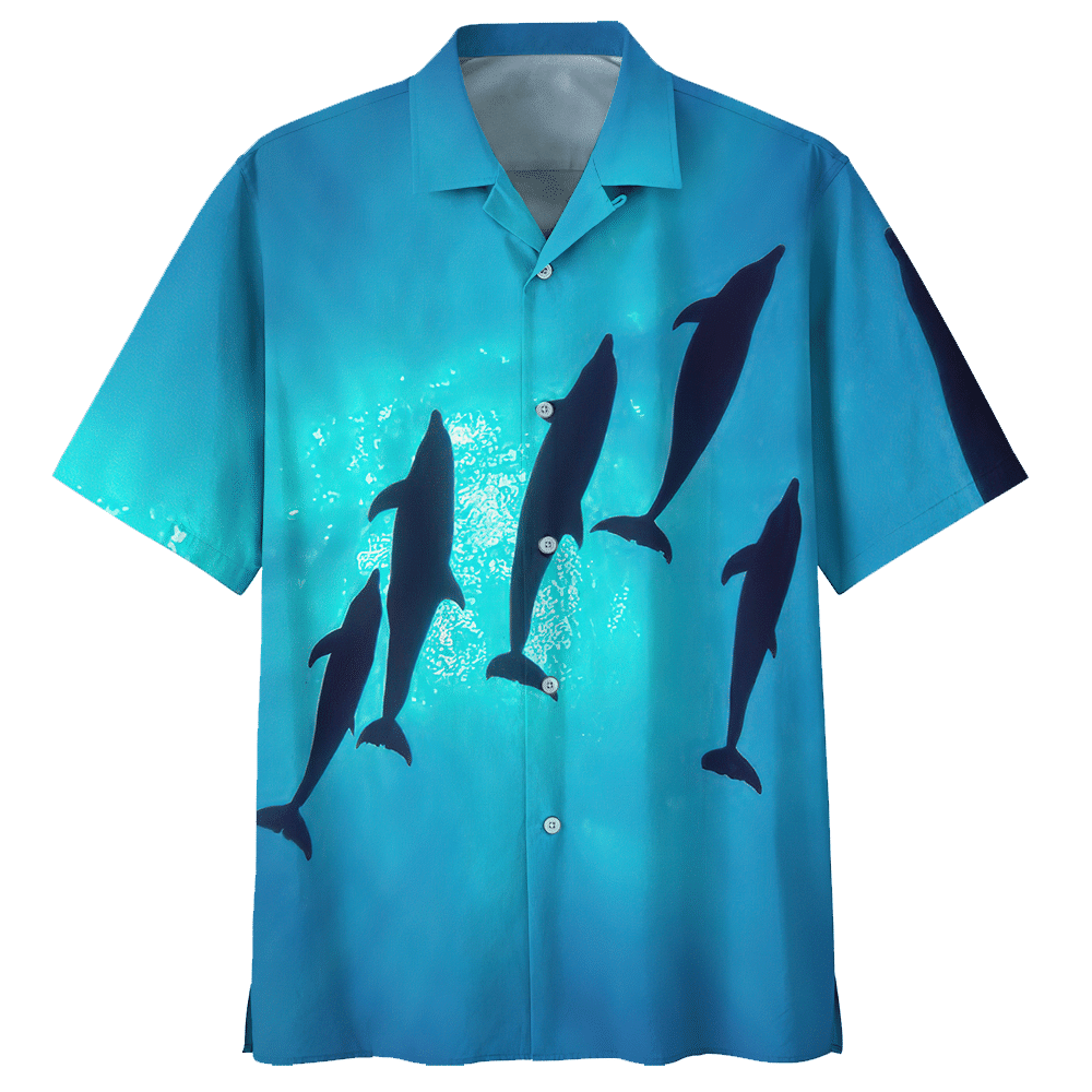 Dolphin Blue High Quality Unisex Hawaiian Shirt