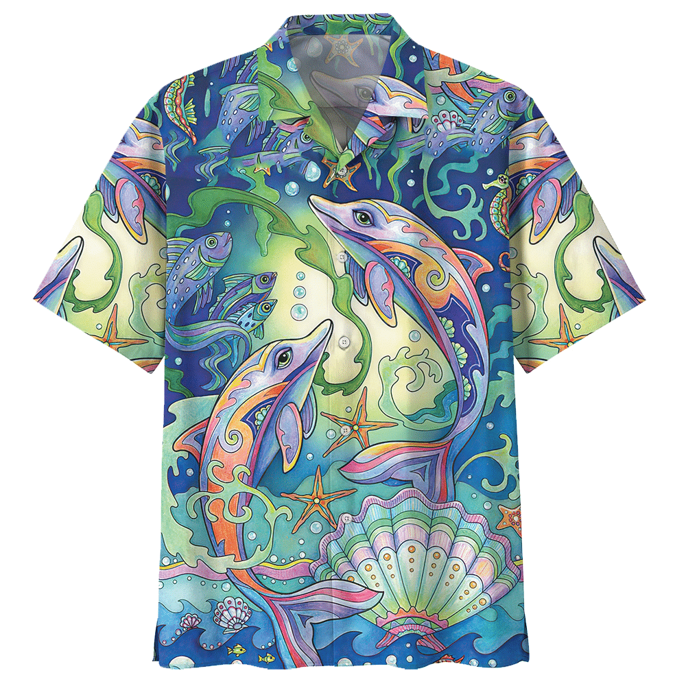 Dolphin Blue Unique Unisex Hawaiian Shirt