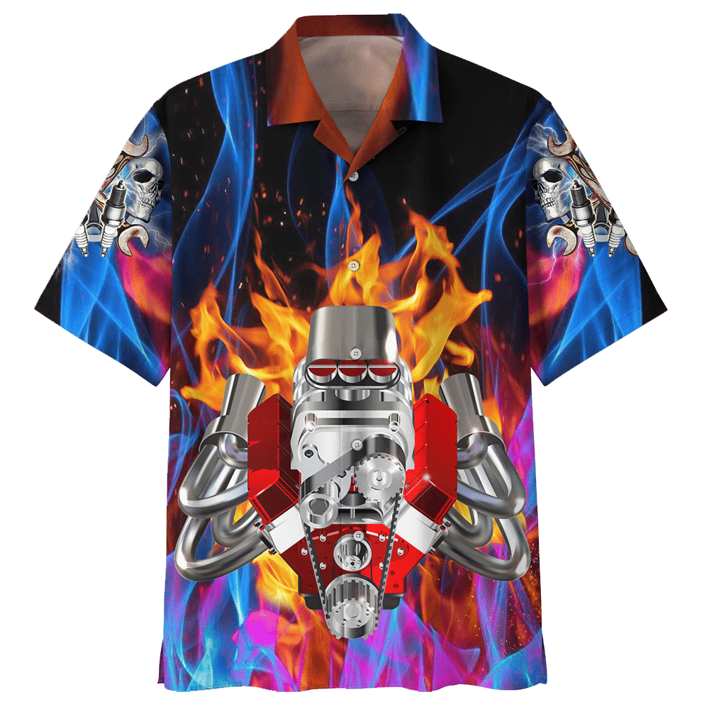 Hot Rod  Blue Unique Unisex Hawaiian Shirt