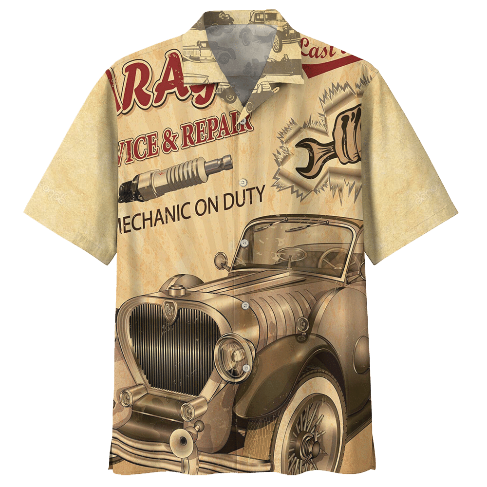 Hot Rod  Tan Unique Unisex Hawaiian Shirt