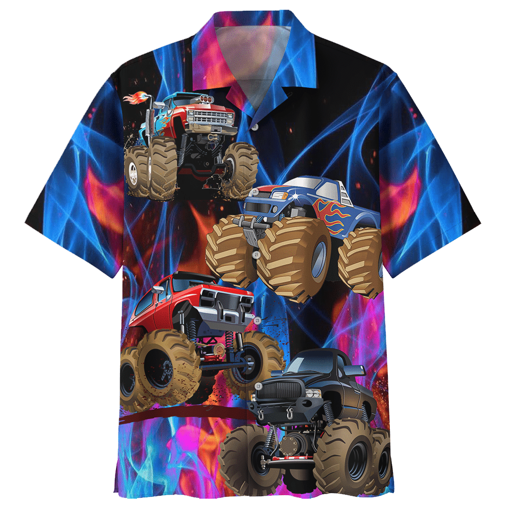 Monster Truck Blue Awesome Unisex Hawaiian Shirt