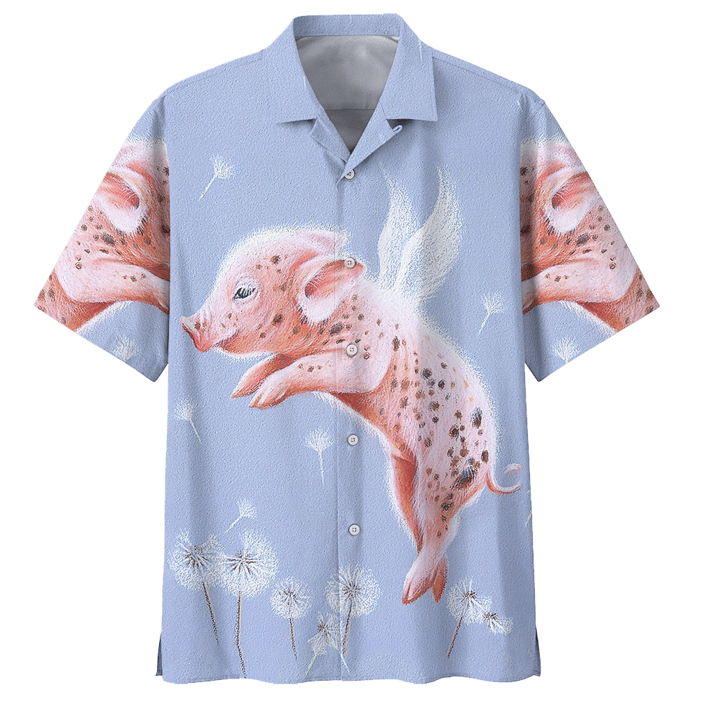 Pig Blue High Quality Unisex Hawaiian Shirt
