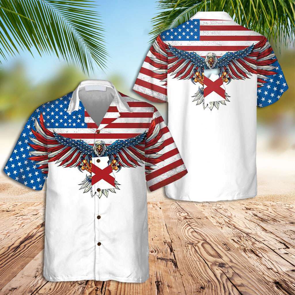 Alabama Hawaiian Shirt Alabama State And American Eagle Hawaiian Shirt