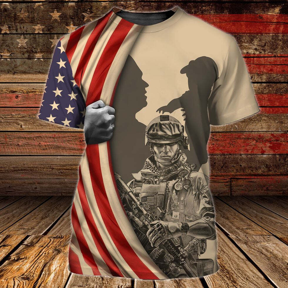 Gift For Veteran Grandpa American Flag 3d Shirt