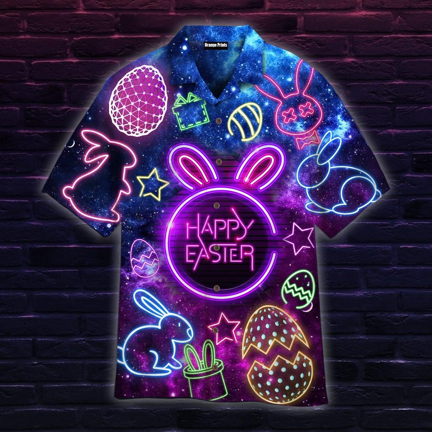 Bunny Eggs Neon Easter Day Hawaiian Shirt