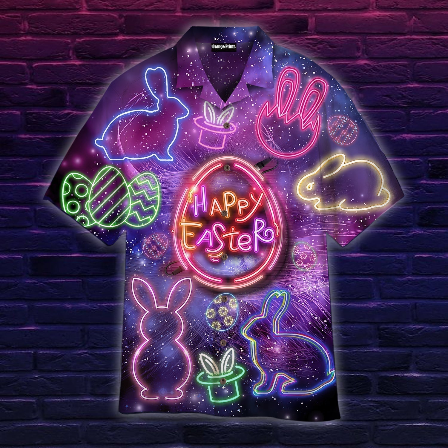 Bunny Eggs Neon Happy Easter Day Hawaiian Shirt