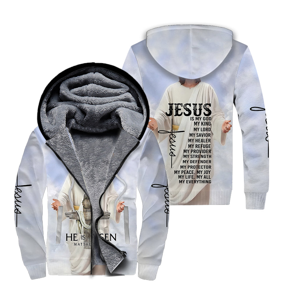 Christian Jesus Easter Fleece Zip Hoodie All Over Print  For Men _ Women