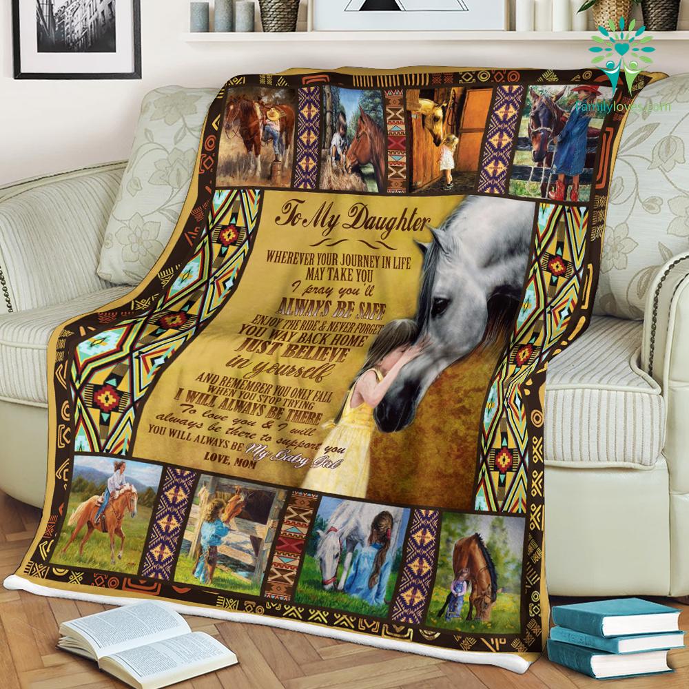 Blanket Horse Girl To My Daughter Wherever Your Journey In Life May Take You Love Mom Sherpa Fleece Blanket