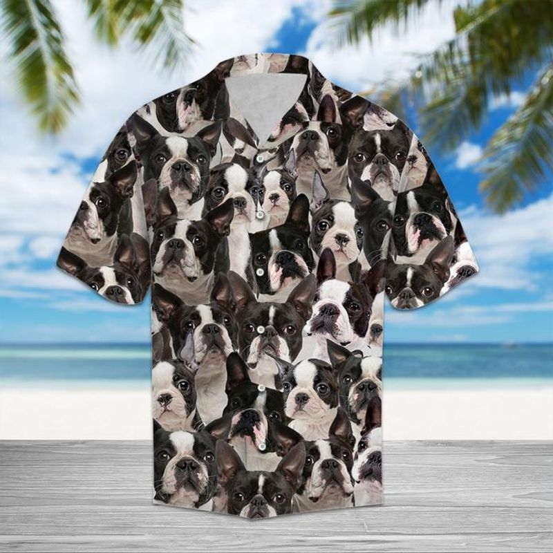 Boston Terrier Black High Quality Unisex Hawaiian Shirt