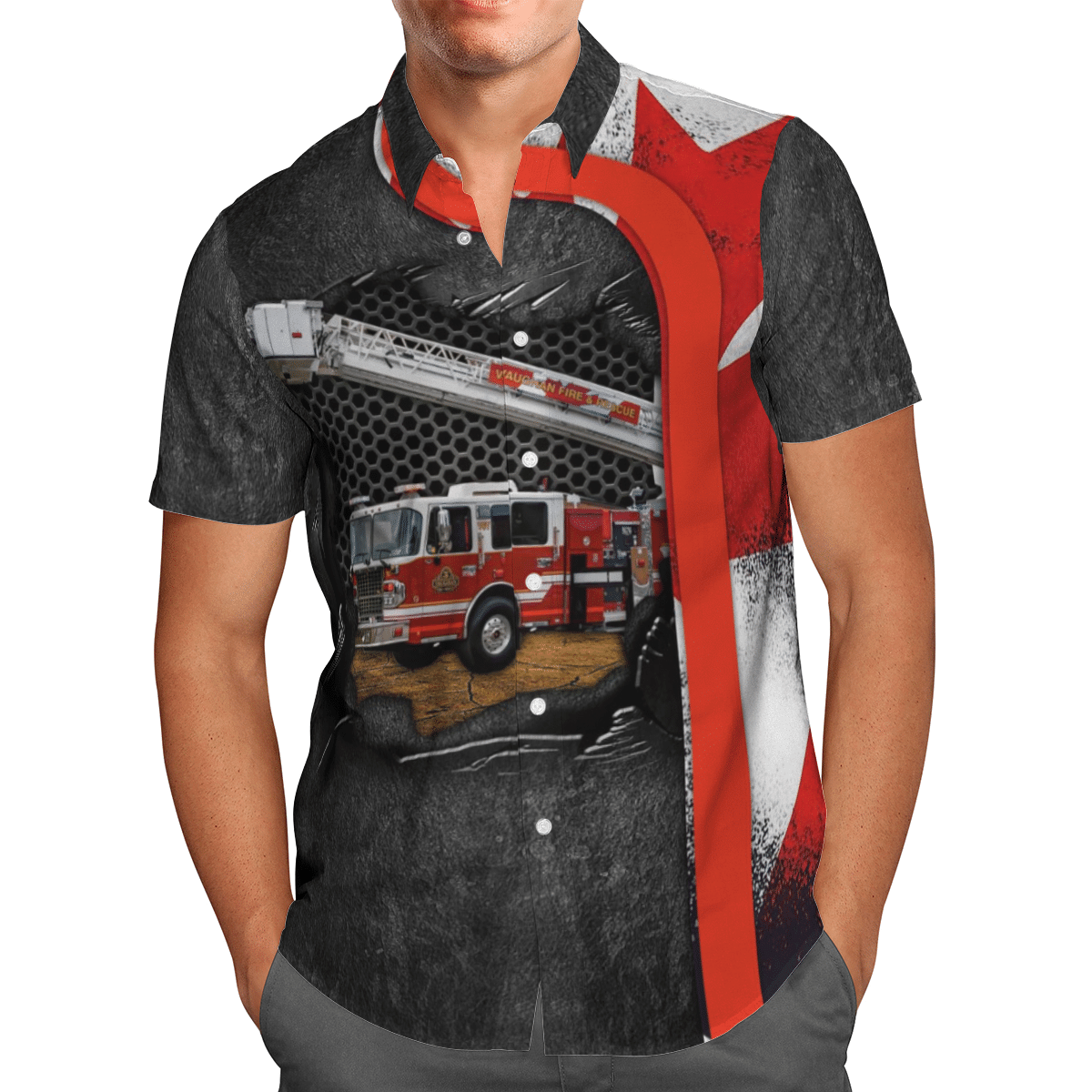 Canada Vfrs Fire And Rescue Services Gray Unique Design Unisex Hawaiian Shirt