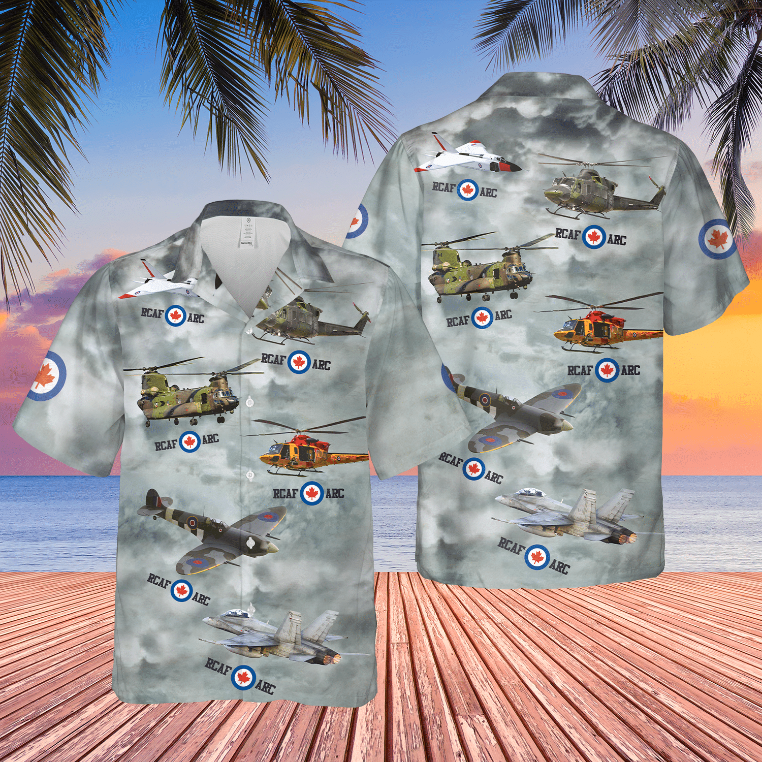 Canadian Air Force Aircrafts Short Sleeve Gray Nice Design Unisex Hawaiian Shirt