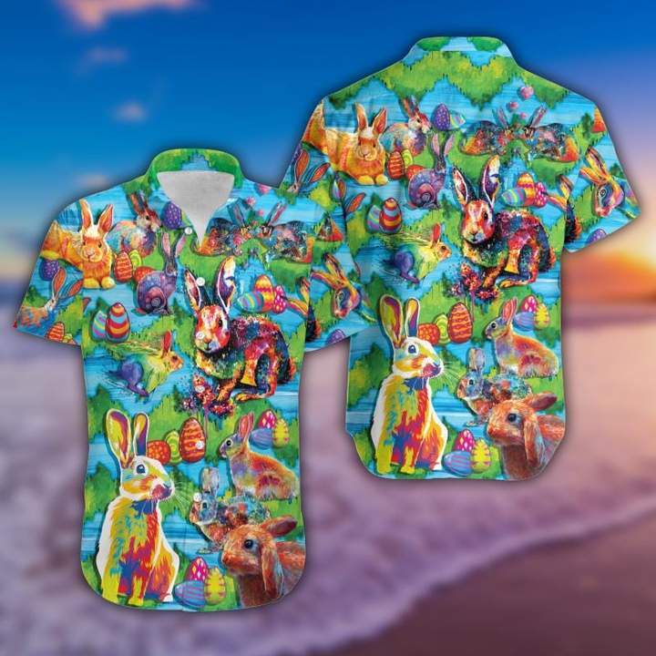 Easter Day Watercolor Bunny Hawaiian Shirt