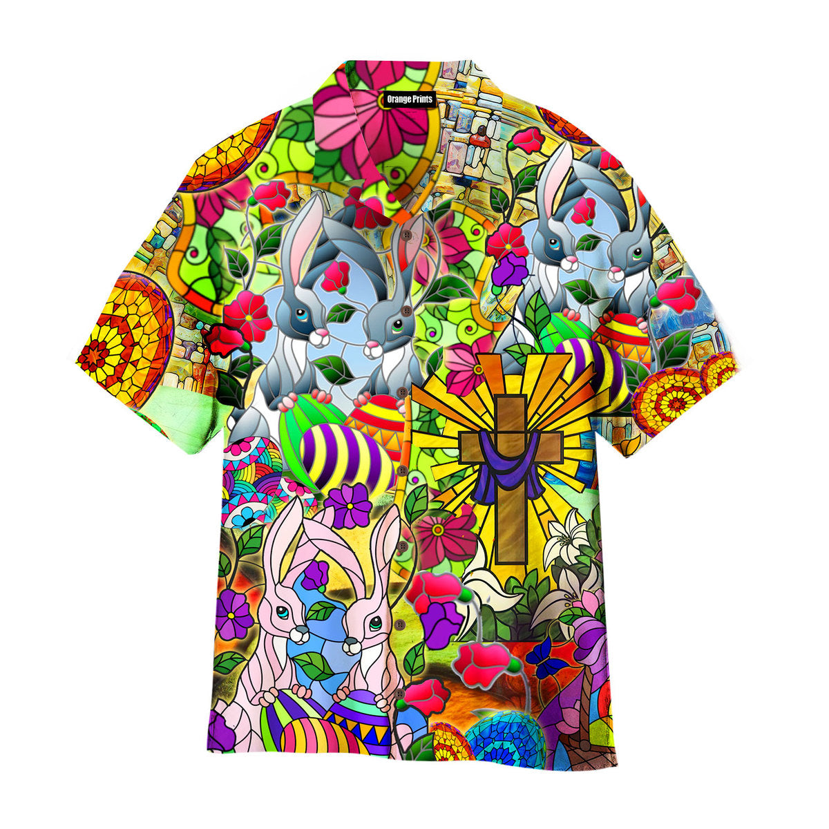 Easter Rabbit Happy Stained Glass Hawaiian Shirt