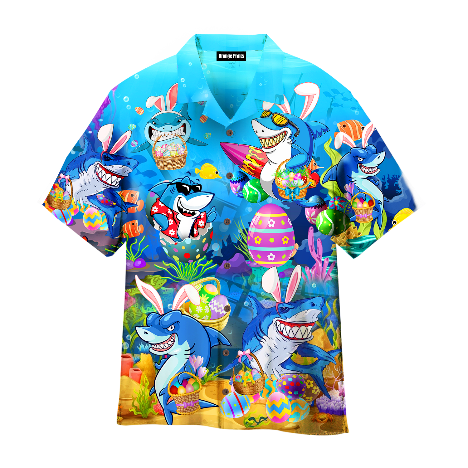 Easter Shark Let_s Enjoy Easter With Sharks Hawaiian Shirt