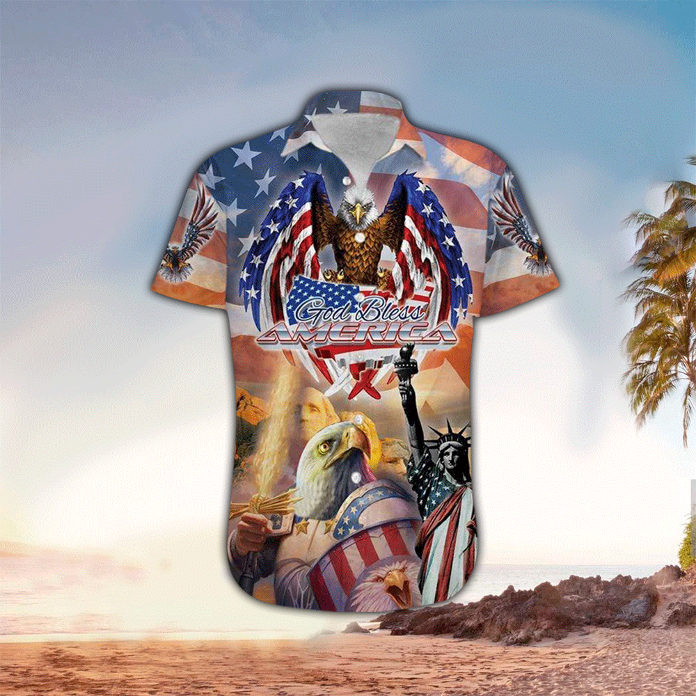 God Bless American Patriotism Eagle Hawaiian Shirt