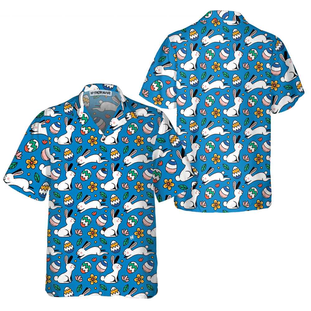 Hand Drawn Colorful Easter Pattern Hawaiian Shirt