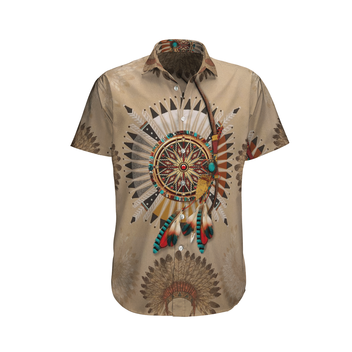 Native America Tan Unique Design Unisex Hawaiian Shirt