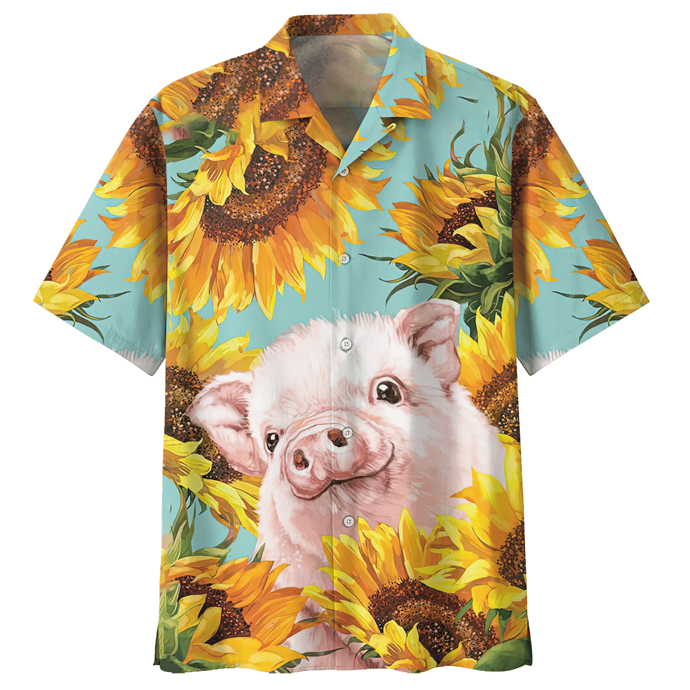Pig Blue Unique Design Unisex Hawaiian Shirt