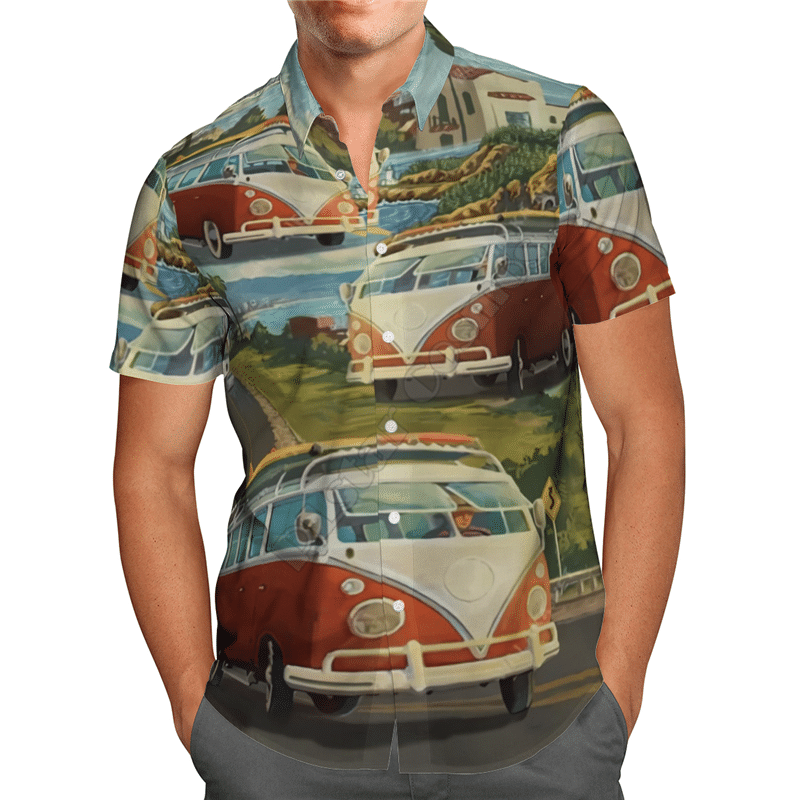 Summer Camping Colorful Unique Design Unisex Hawaiian Shirt