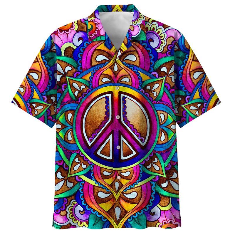 Trippy Peace Sign Colorful Nice Design Unisex Hawaiian Shirt