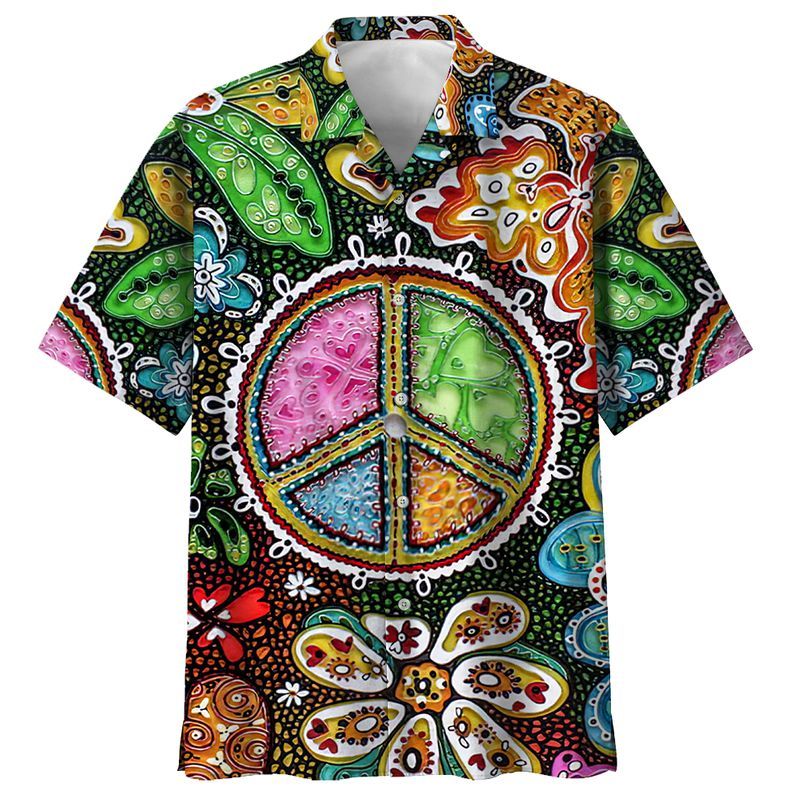 Trippy Peace Sign Colorful Unique Design Unisex Hawaiian Shirt
