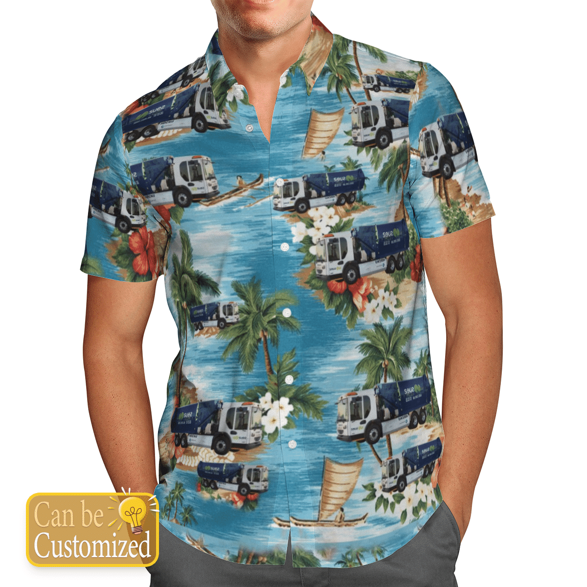 Waste Collector Truck Personalized Blue High Quality Unisex Hawaiian Shirt