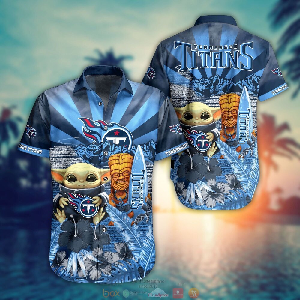Baby Yoda Tennessee Titans Nfl Hawaiian Shirt And Shorts For Fans-1