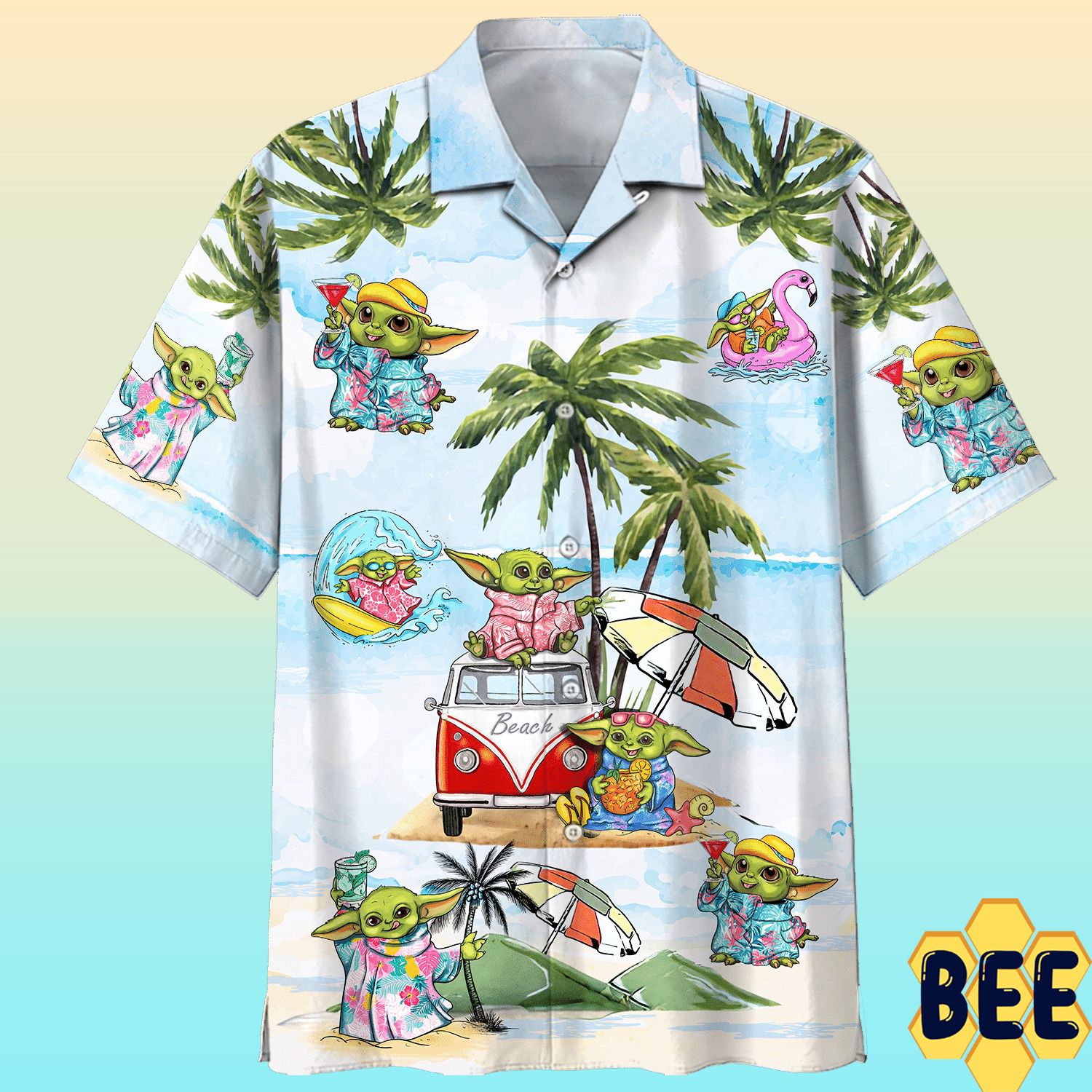 Baby Yoda With Beach Trending Hawaiian Shirt-1
