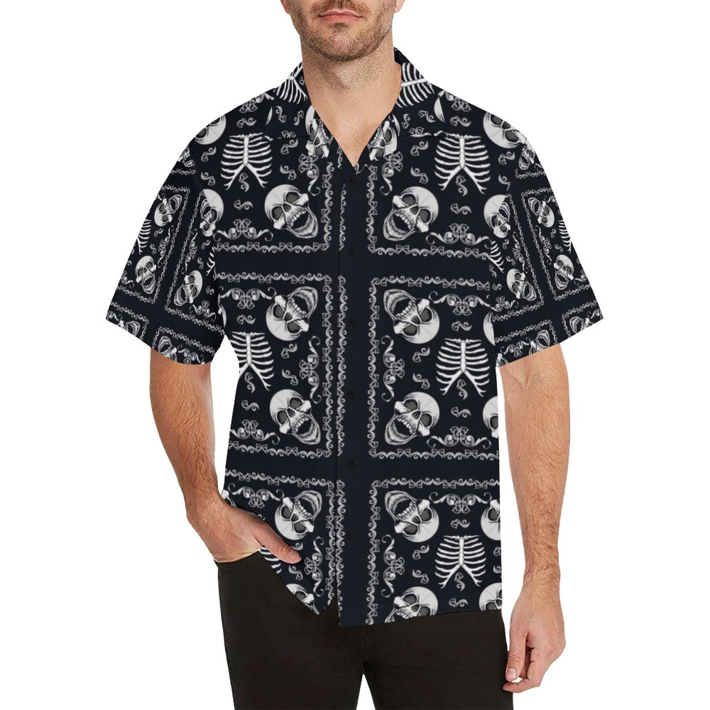 Bandana Skull Black White Print Design Lks306 Hawaiian Shirt