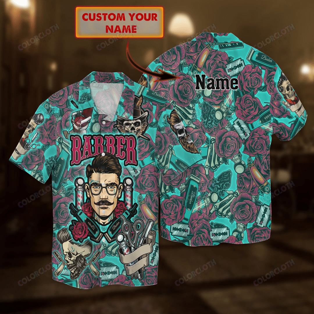 Barber Skull Custom Hawaiian Shirt